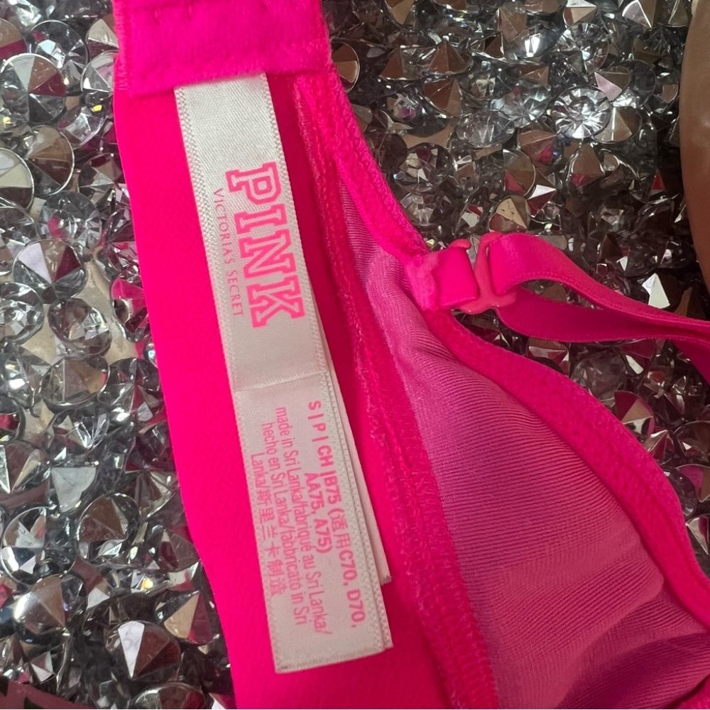 Victoriaβs Secret love pink Bralette the velve soft shiny shimmer fabric neon - Picture 8 of 9